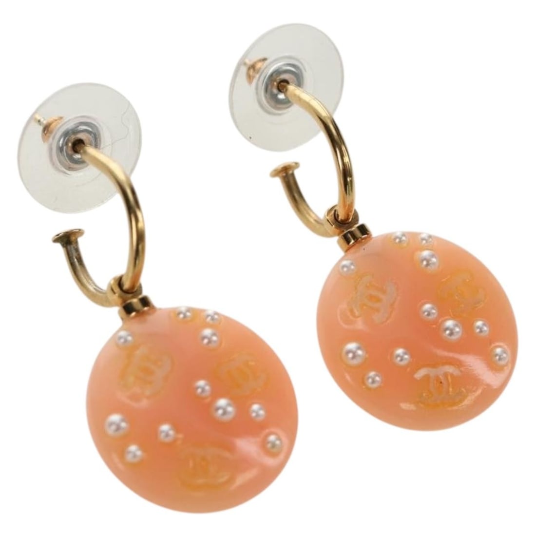 CHANEL Coco Mark Pink Plastic Pierce Earring France: CHANEL Coco Mark Pink Plastic Pierce Earring France CHANEL COCO mark pierced earrings in pink plastic, made in France. The item comes with the original box and is described as rank B with reasonable w