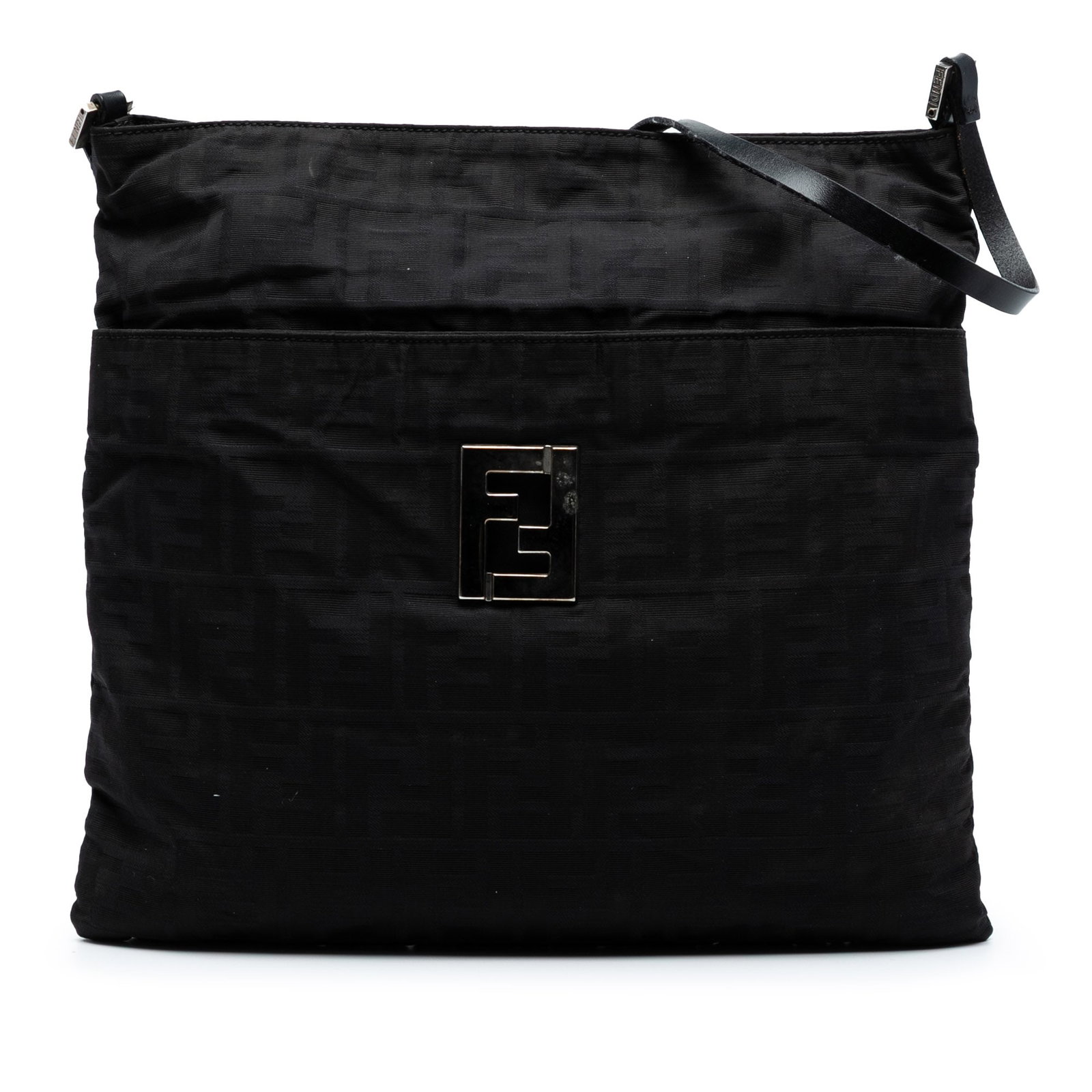 Fendi Zucca Canvas Shoulder Bag Black Italy (1 of 7)