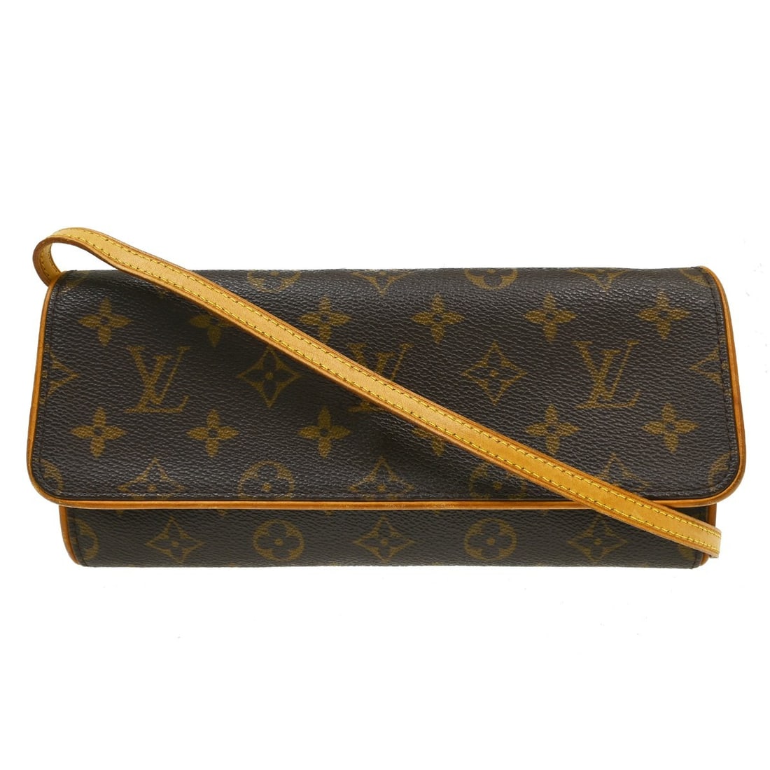 Louis Vuitton Pochette Twin GM Monogram Crossbody Purse M51852: Louis Vuitton Pochette Twin GM Monogram Crossbody Purse M51852 Vintage Louis Vuitton Pochette Twin GM crossbody bag in brown Monogram canvas and leather. This women's bag features a magnetic snap clos