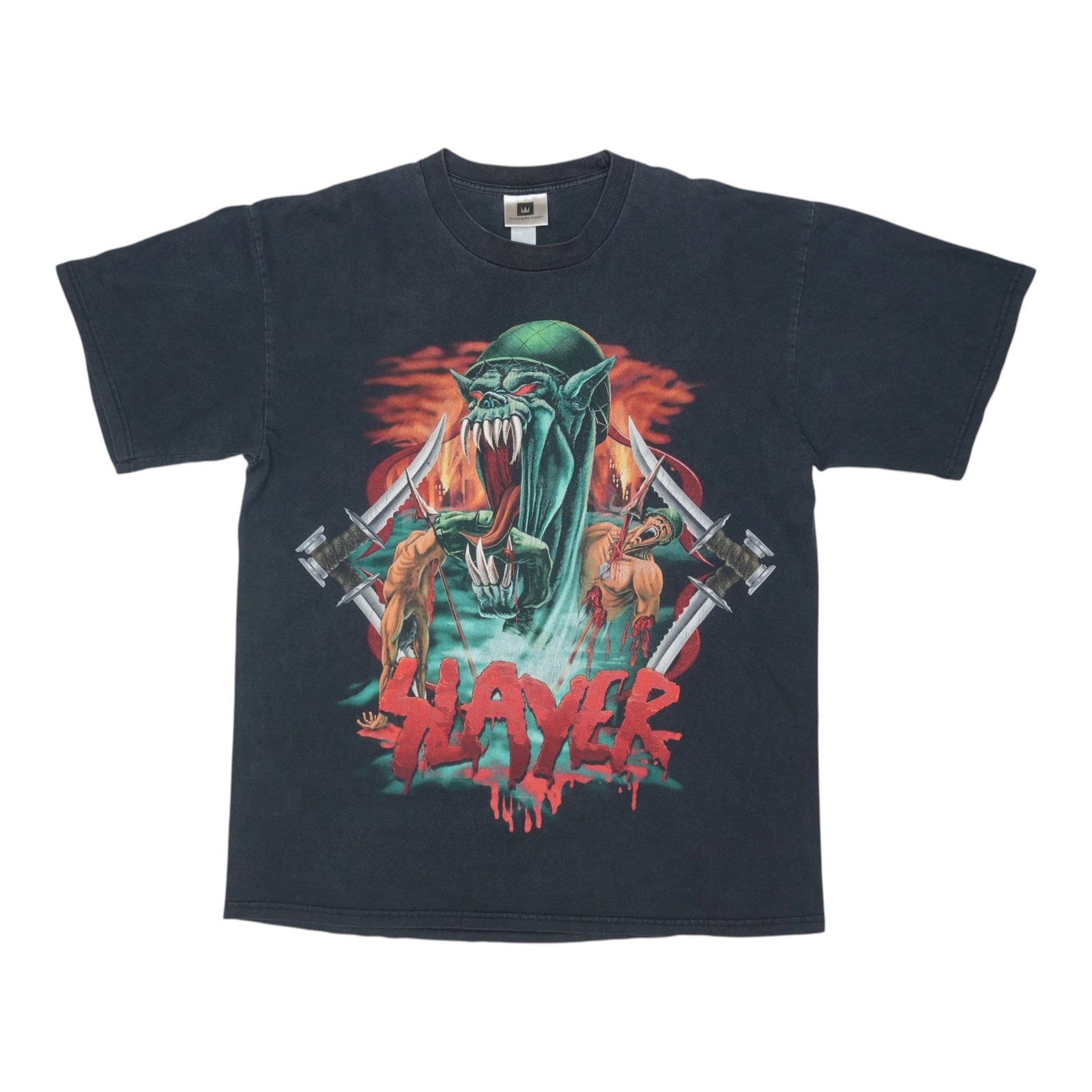 Vintage 1990s Black Slayer No Blood No Glory Cotton Shirt XL: Vintage 1990s Black Slayer No Blood No Glory Cotton Shirt XL This is an original vintage 1990s Slayer "No Blood No Glory" shirt made from 100% cotton. The shirt features no back graphics and is in exc