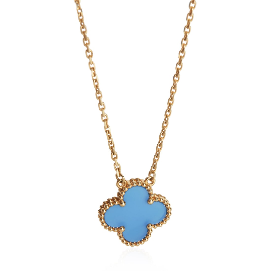 Van Cleef & Arpels Vintage Alhambra Agate Pendant 18k Yellow Gold Box: Van Cleef & Arpels Vintage Alhambra Agate Pendant 18k Yellow Gold Box This Van Cleef & Arpels Vintage Alhambra pendant features a striking agate main stone set in 18k yellow gold. The piece is designe