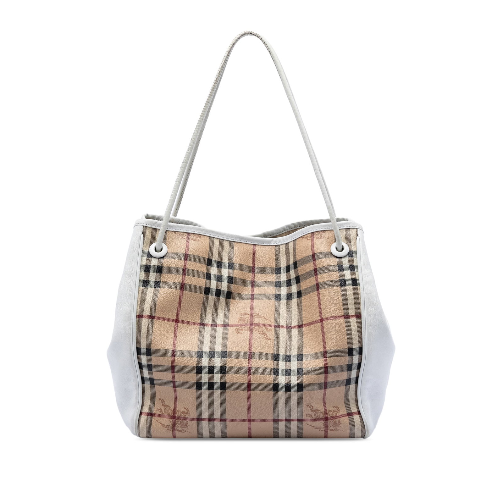 Burberry Canterbury Tote Small Haymarket Check Coated Canvas Bag: Burberry Canterbury Tote Small Haymarket Check Coated Canvas Bag This Burberry Small Canterbury Tote features the iconic Haymarket check coated canvas with leather trim and rolled leather straps. The 