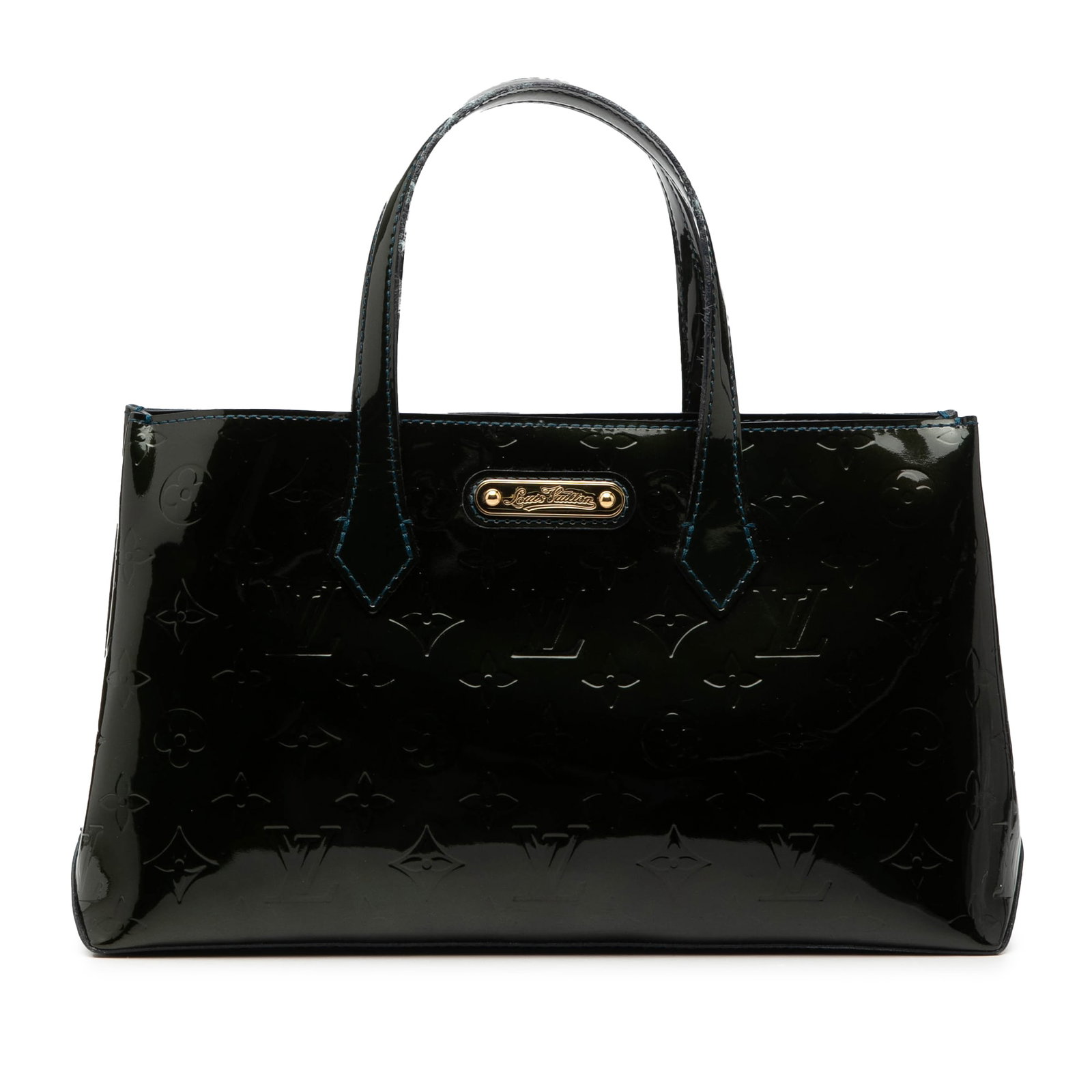 Louis Vuitton Wilshire PM Monogram Vernis Leather Handbag Blue (1 of 8)