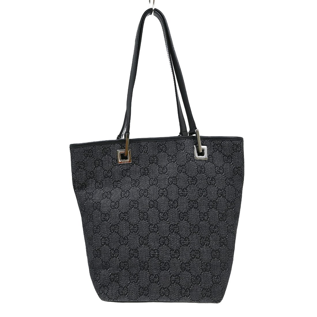 Gucci GG Canvas Leather Medium Tote Handbag Black 31244 002058: Gucci GG Canvas Leather Medium Tote Handbag Black 31244 002058 Vintage Gucci GG tote bag in black canvas and leather with double leather handles and an interior zipper pocket. This medium women's tote