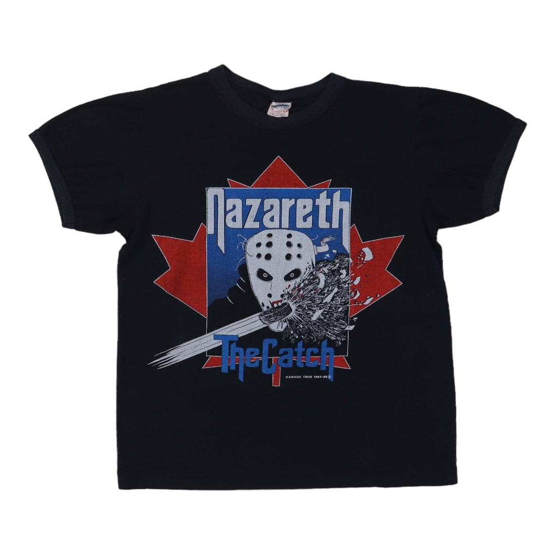 Vintage 1984 Nazareth The Catch Black Poly Cotton Band Shirt: Vintage 1984 Nazareth The Catch Black Poly Cotton Band Shirt This is an original vintage 1984 Nazareth The Catch shirt, featuring both front and back graphics. The shirt is made from a 50/50 polyester