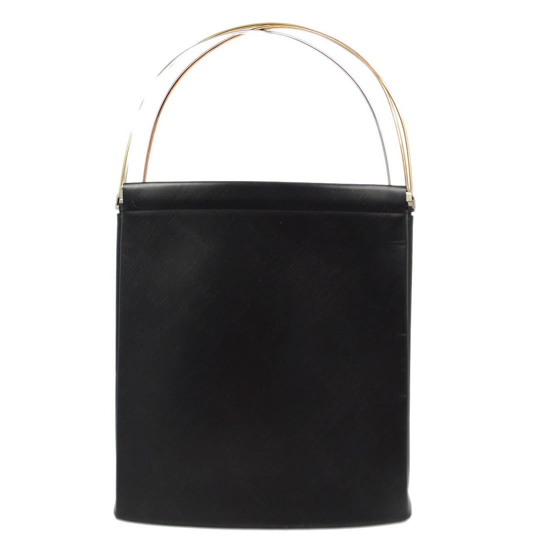 Vintage Cartier Trinity Black Leather Top Handle Bag: Vintage Cartier Trinity Black Leather Top Handle Bag Vintage Cartier Trinity top handle handbag in black leather with a beige handle/strap and beige lining. This medium-size bag features pockets, incl