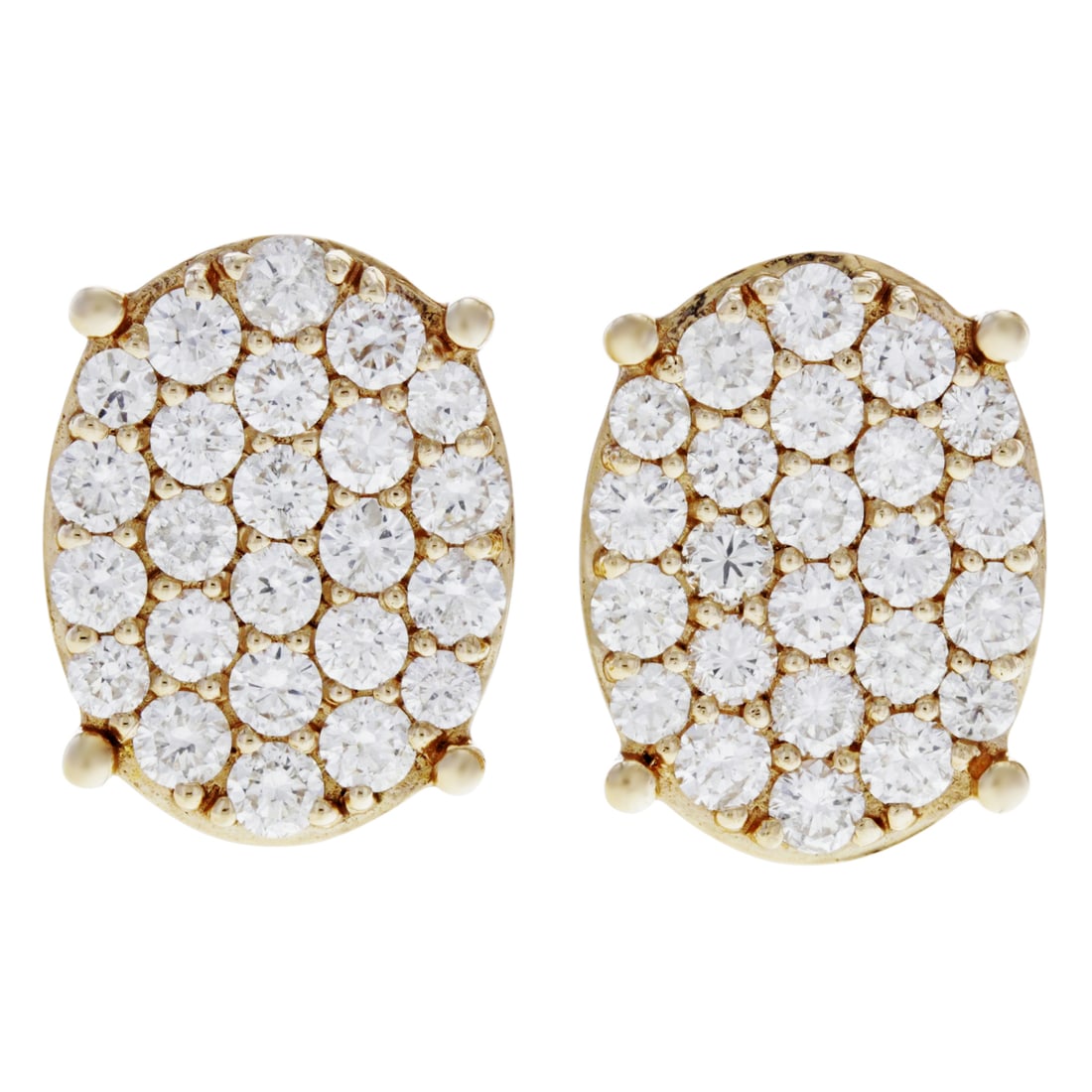 Rachel Koen 14K Rose Gold Diamond Stud Earrings 1.70CT: Rachel Koen 14K Rose Gold Diamond Stud Earrings 1.70CT Enhance your elegance with these exquisite Rachel Koen Diamond Pave Stud Cluster Oval Shape Earrings. Crafted from luxurious 14k rose gold, these