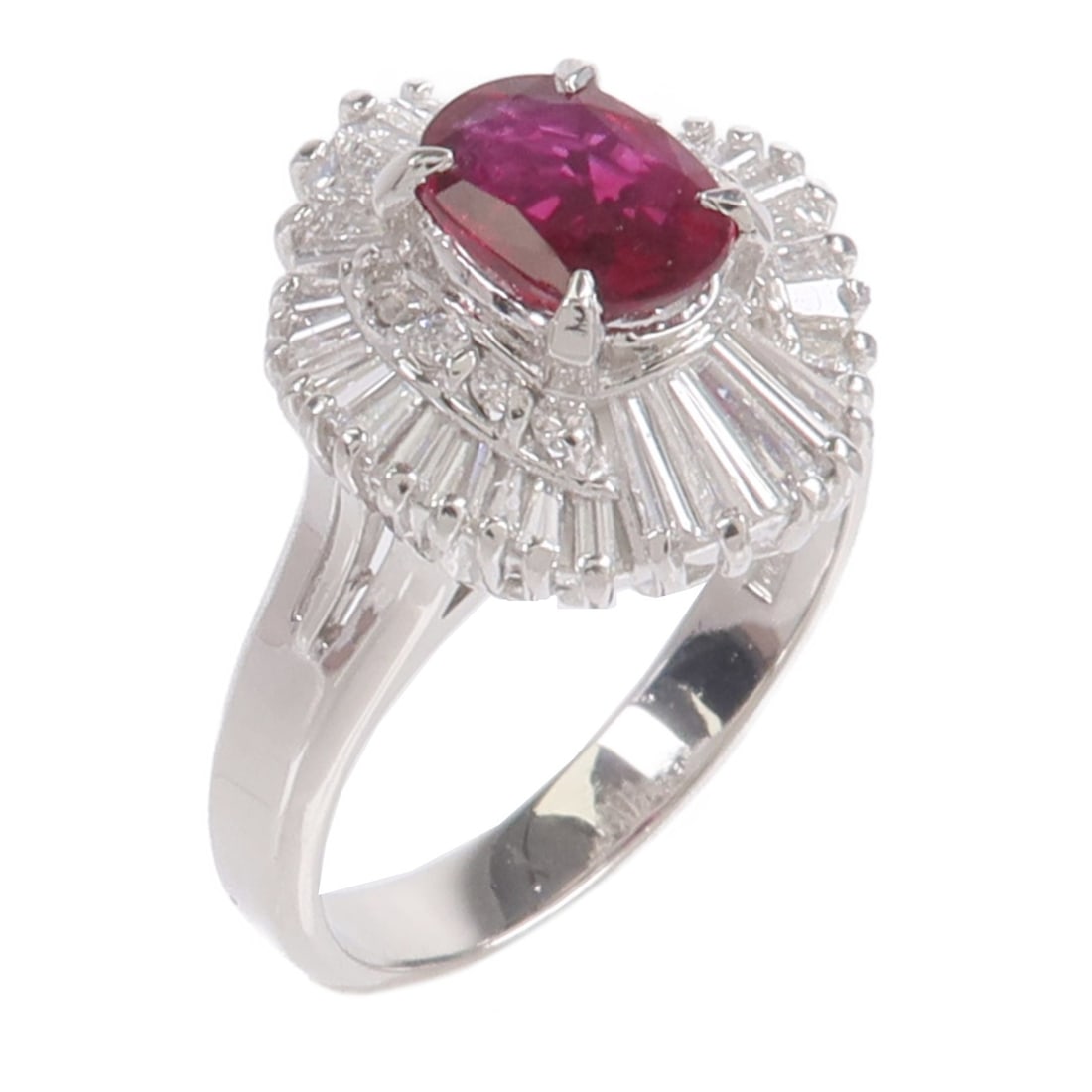 Pt900 Platinum Ruby Diamond Ring Size 6.25 1.02ct 0.65ct (1 of 7)