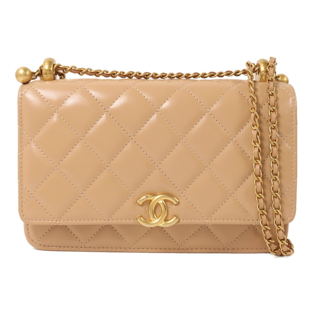 CHANEL WOC CC Shoulder Bag Beige Calfskin Leather GHW (1 of 16)
