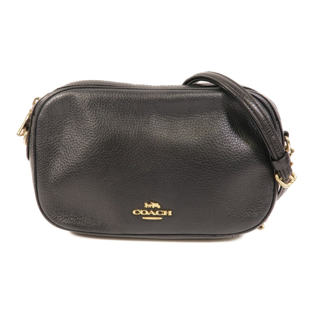 COACH F29000 black calfskin camera shoulder bag gold tone hardware (1 of 13)