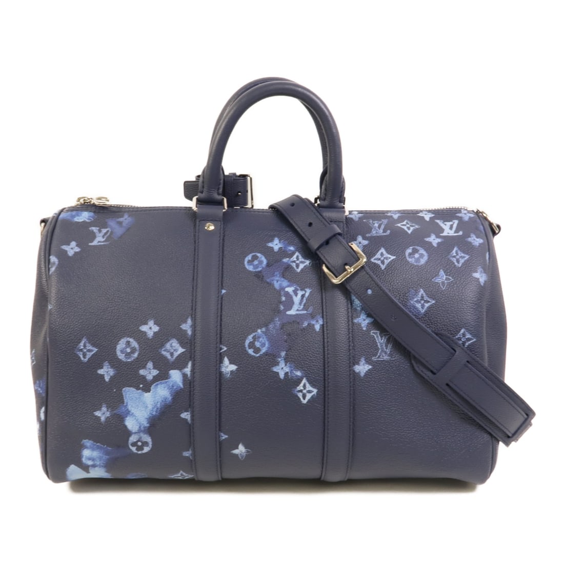 Louis Vuitton Keepall Bandouliere 40 Blue Calfskin 2way Bag M57845: Louis Vuitton Keepall Bandouliere 40 Blue Calfskin 2way Bag M57845 A Louis Vuitton Keepall Bandouliere 40 2way shoulder bag in BluexInk Blue, made from calfskin (cowhide). It features a fastener closu