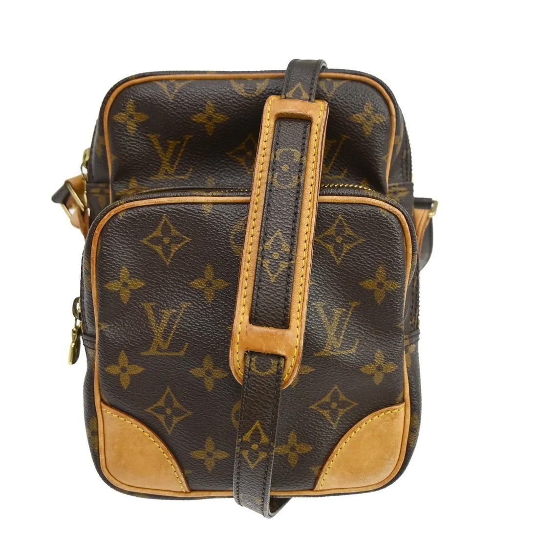 Louis Vuitton Amazone Unisex Brown Canvas Shoulder Bag: Louis Vuitton Amazone Unisex Brown Canvas Shoulder Bag Louis Vuitton Amazone in brown canvas with a unisex design. This bag is in fair condition with visible wear throughout, including stains, scuffs,
