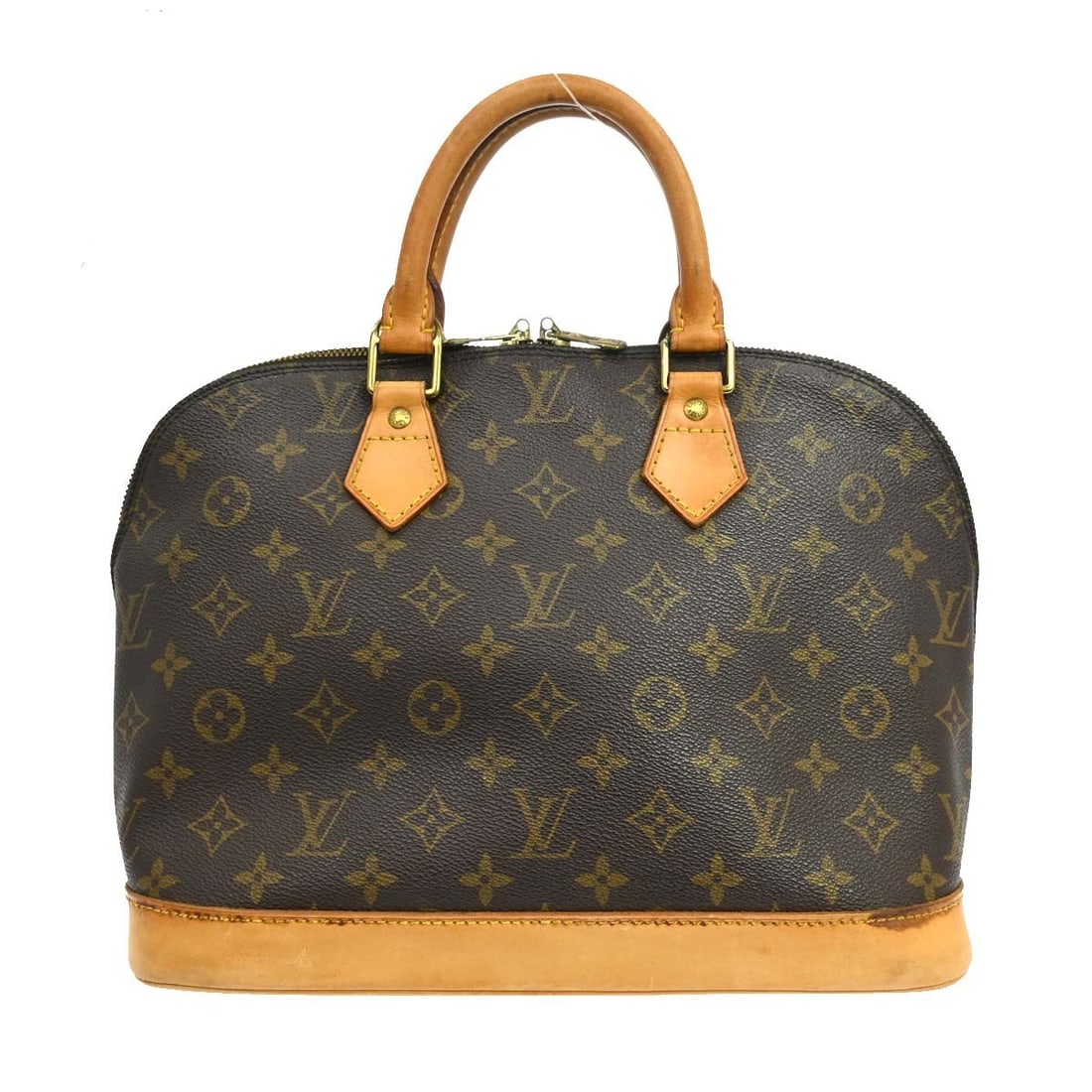 Louis Vuitton Alma M51130 Monogram Canvas Satchel Bag: Louis Vuitton Alma M51130 Monogram Canvas Satchel Bag Vintage Louis Vuitton Alma handbag in brown Monogram canvas with leather trim and double handles. This medium handbag features a zip closure, brow