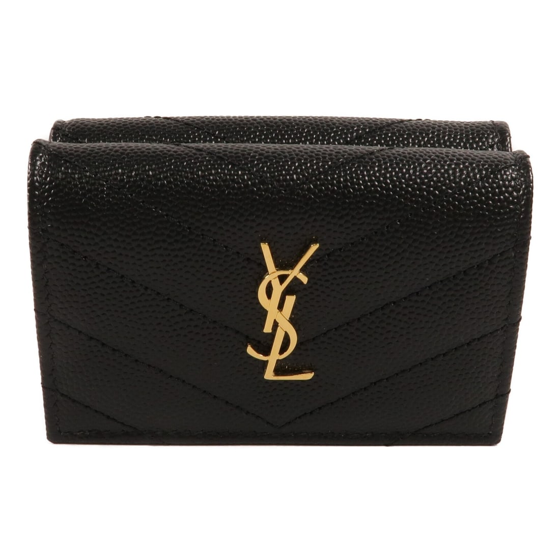 Saint Laurent Cassandre Origami Tiny Wallet Black Calfskin Matelasse (1 of 15)
