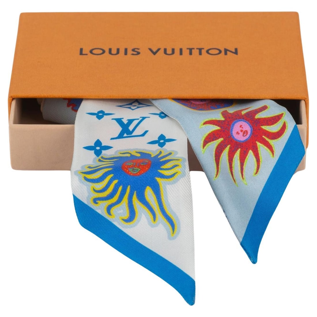 Louis Vuitton Yayoi Kusama Limited Edition Blue Twilly 46in Silk: Louis Vuitton Yayoi Kusama Limited Edition Blue Twilly 46in Silk Introducing the Vuitton x Yayoi Kusama New Blue Twilly, a limited edition silk accessory that combines the iconic design of Louis Vuitt