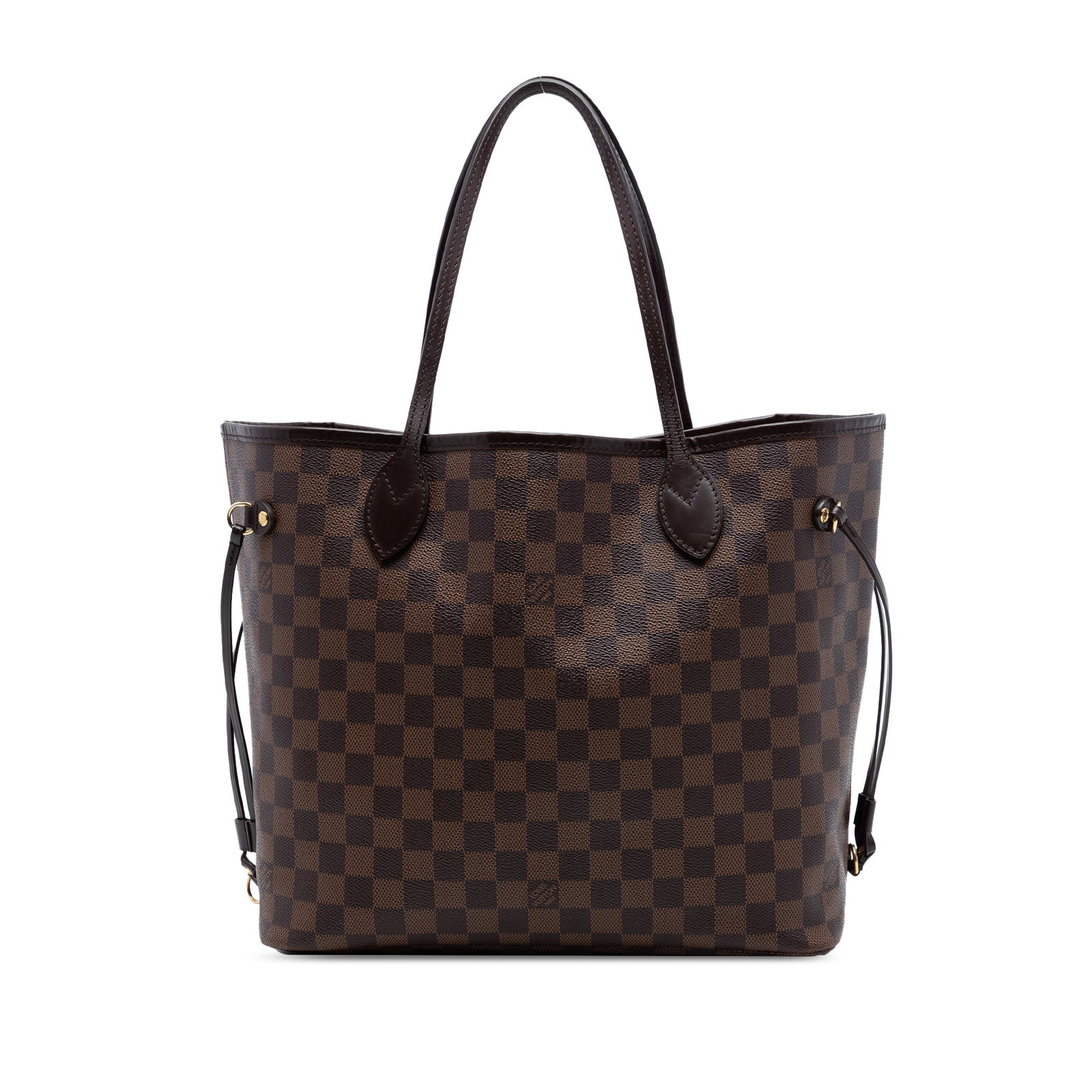 Louis Vuitton Neverfull MM Damier Ebene Shoulder Tote Bag: Louis Vuitton Neverfull MM Damier Ebene Shoulder Tote Bag Louis Vuitton Damier Ebene Neverfull MM bag in brown damier ebene canvas with leather trim. It features flat leather shoulder straps, an open 