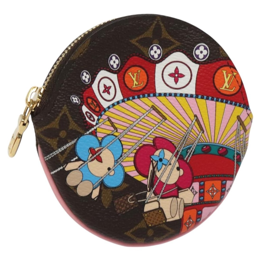 Louis Vuitton Vivienne Monogram Canvas Round Coin Purse M69757 with Box: Louis Vuitton Vivienne Monogram Canvas Round Coin Purse M69757 with Box This Louis Vuitton Monogram Vivienne Porte Monnaie Round Coin Purse features the iconic monogram canvas in a compact, circular d
