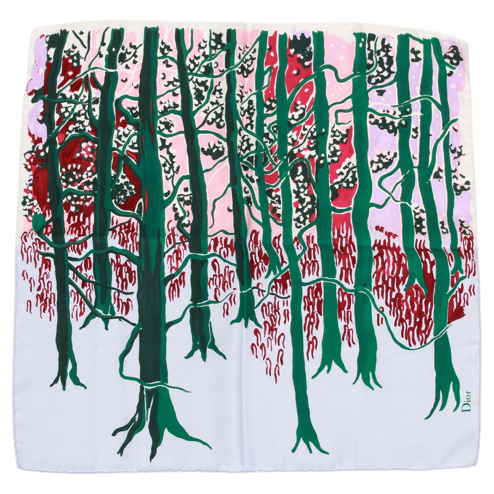 Christian Dior 21 Silk Scarf with Forest Print Made in Italy: Christian Dior 21 Silk Scarf with Forest Print Made in Italy Elevate your accessory collection with this exquisite Christian Dior Forest Print Silk Scarf. Crafted from 100% silk, this luxurious scarf 