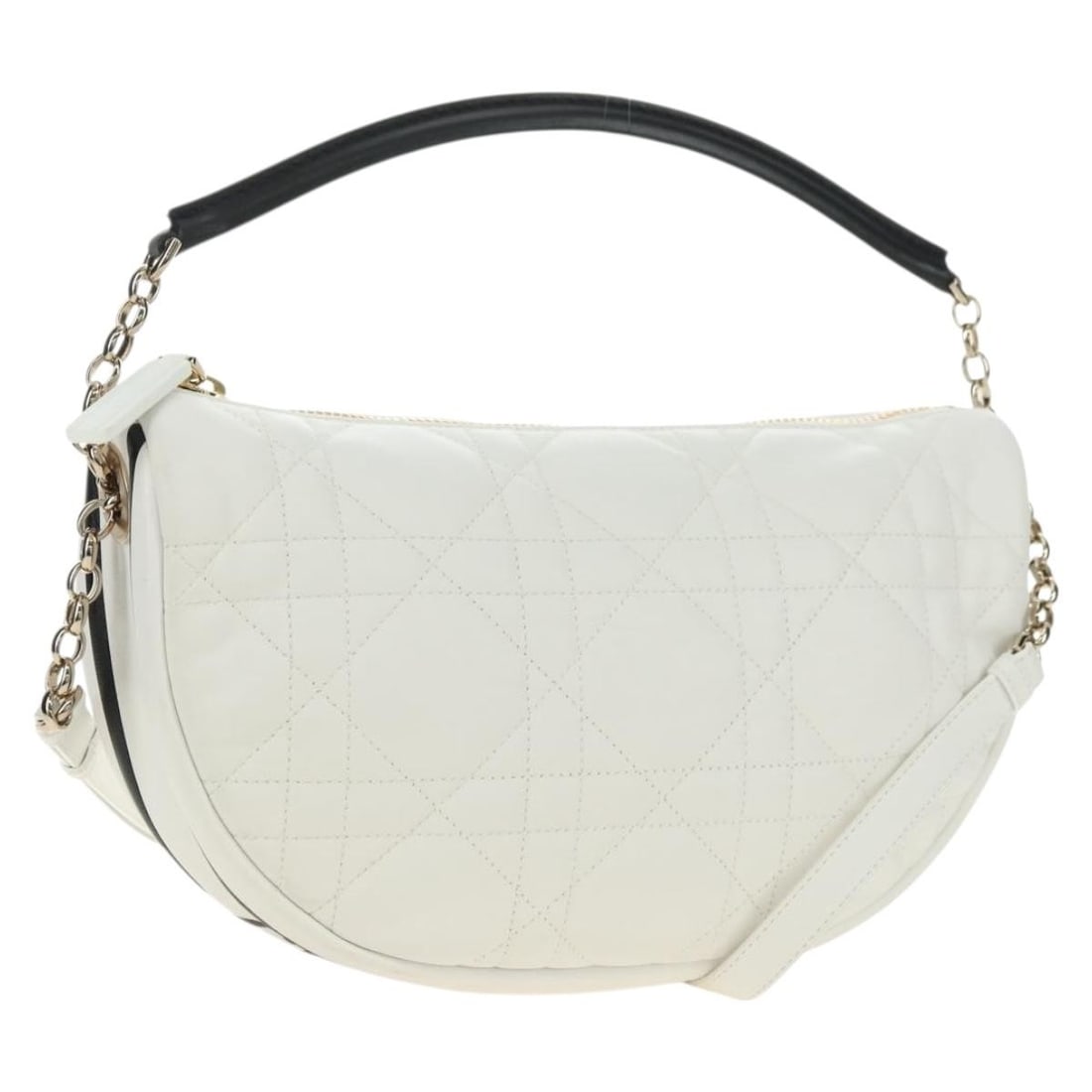 Christian Dior Vibe Cannage Lamb Skin 2way Shoulder Bag White Gold (1 of 18)