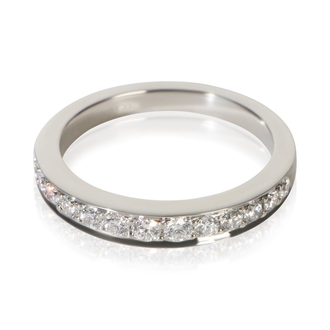 Tiffany & Co. Platinum Diamond Ring Size 4.25: Tiffany & Co. Platinum Diamond Ring Size 4.25 This Tiffany & Co. platinum diamond band features round brilliant diamonds with a total carat weight of 0.25. Crafted in platinum with a purity of 950, th