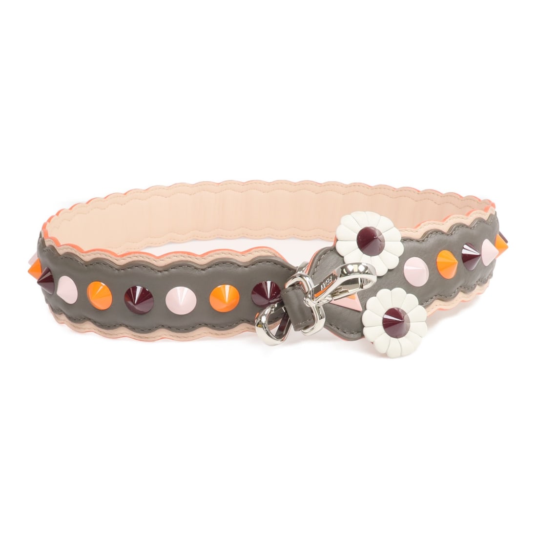 Fendi multicolor calfskin shoulder strap with silver tone hardware (1 of 8)