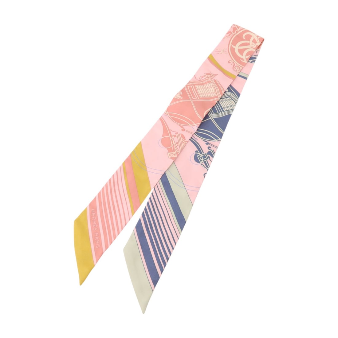 Hermes Twilly Silk Scarf Pink Green Multicolor with Box: Hermes Twilly Silk Scarf Pink Green Multicolor with Box Hermes Twilly scarf in silk with a pink, green, and multicolor design. It comes with a storage box and is described as being in AB very good con