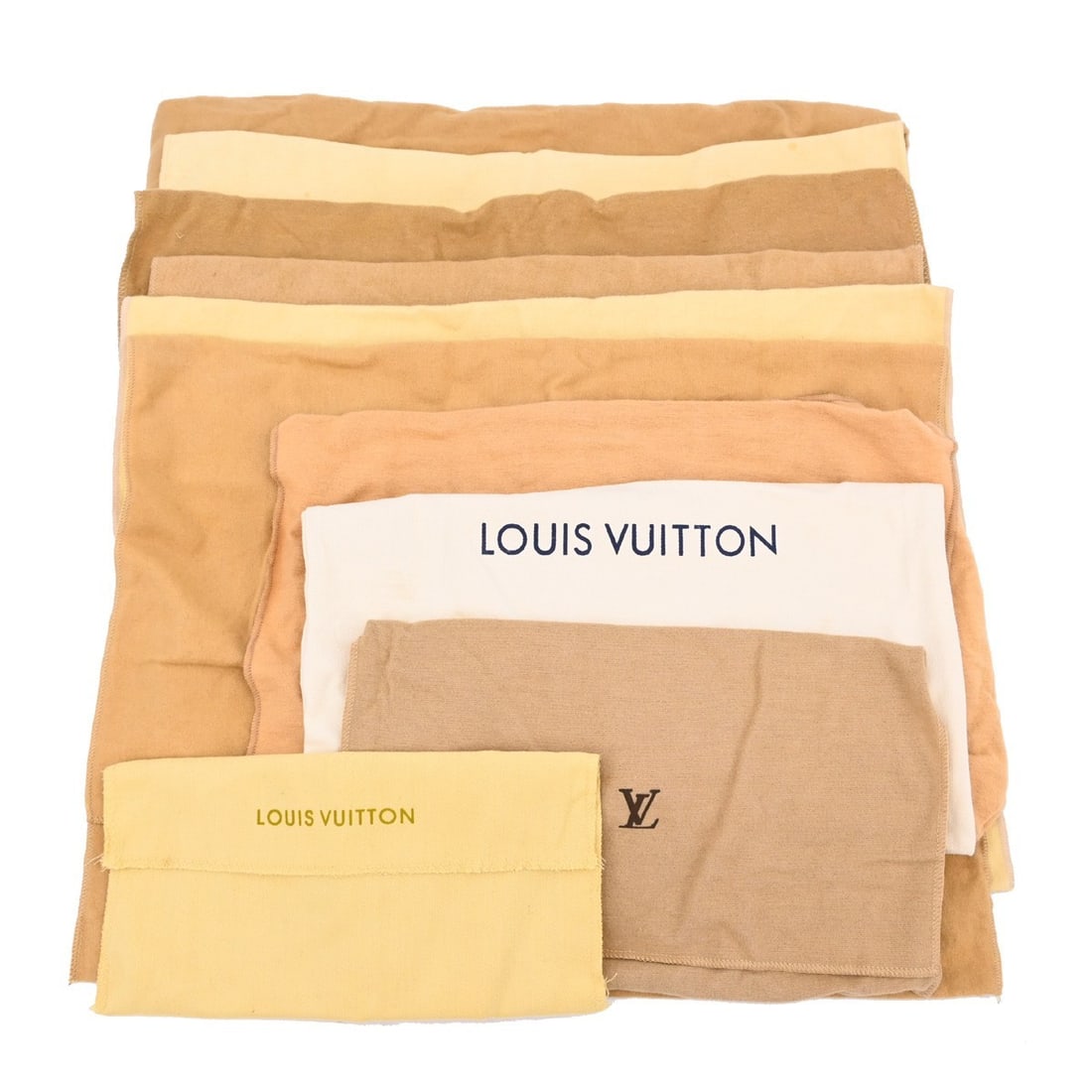 Set of 10 Louis Vuitton cotton dust bags in brown and beige (1 of 7)
