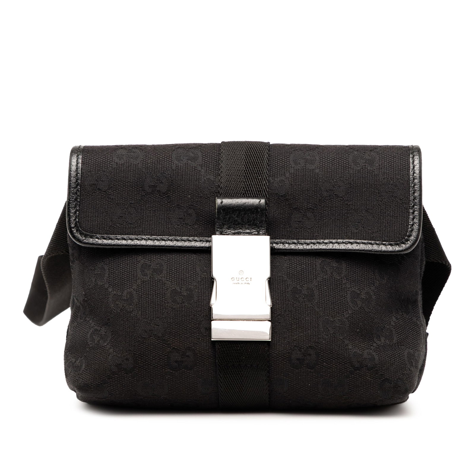 Gucci GG Canvas Belt Bag Black Fabric Adjustable Strap: Gucci GG Canvas Belt Bag Black Fabric Adjustable Strap The Gucci GG Canvas Belt Bag is a stylish and functional accessory crafted from durable canvas with leather trim. It features an adjustable flat 