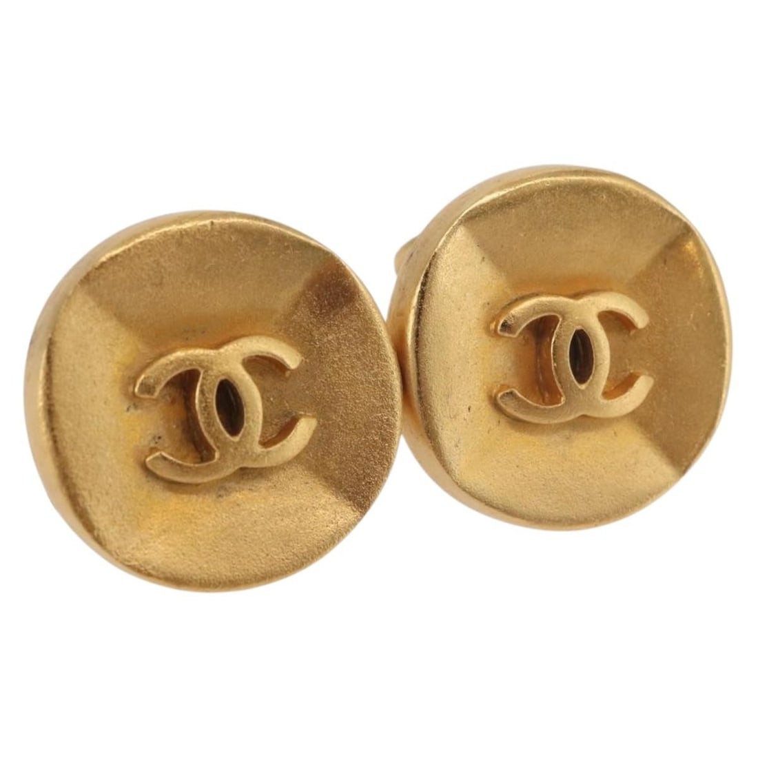 Chanel Coco Mark Gold Tone Metal Earring France 93 A: Chanel Coco Mark Gold Tone Metal Earring France 93 A Gold-tone metal CHANEL COCO Mark earrings for women, made in France. The listing notes a reasonable wear and tear condition with slight rubbing and