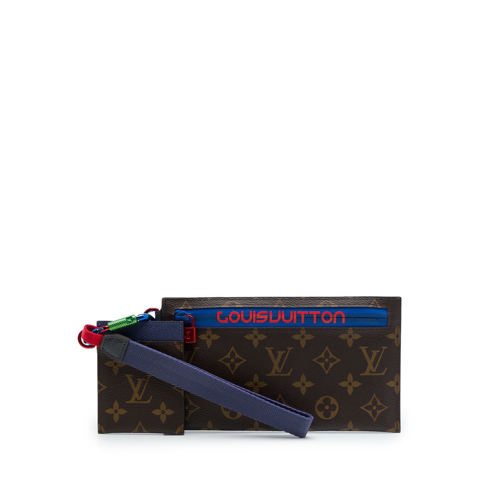 Louis Vuitton Outdoor Ribbon Pochette Monogram Canvas Wristlet: Louis Vuitton Outdoor Ribbon Pochette Monogram Canvas Wristlet This Louis Vuitton Monogram Outdoor Ribbon Pochette clutch is crafted in monogram canvas with a flat leather wrist strap and top zip clos