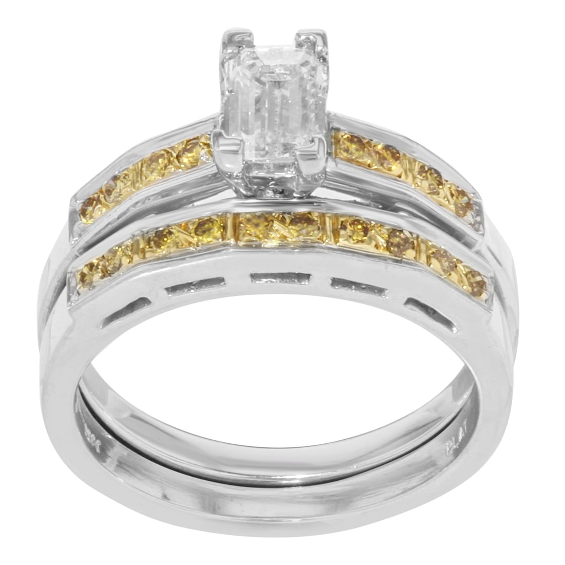 Rachel Koen 2 Piece Diamond Engagement Ring Set Platinum 18K Yellow Gold: Rachel Koen 2 Piece Diamond Engagement Ring Set Platinum 18K Yellow Gold Discover elegance with this stunning Rachel Koen engagement ring set, beautifully crafted in a combination of 18K yellow gold a