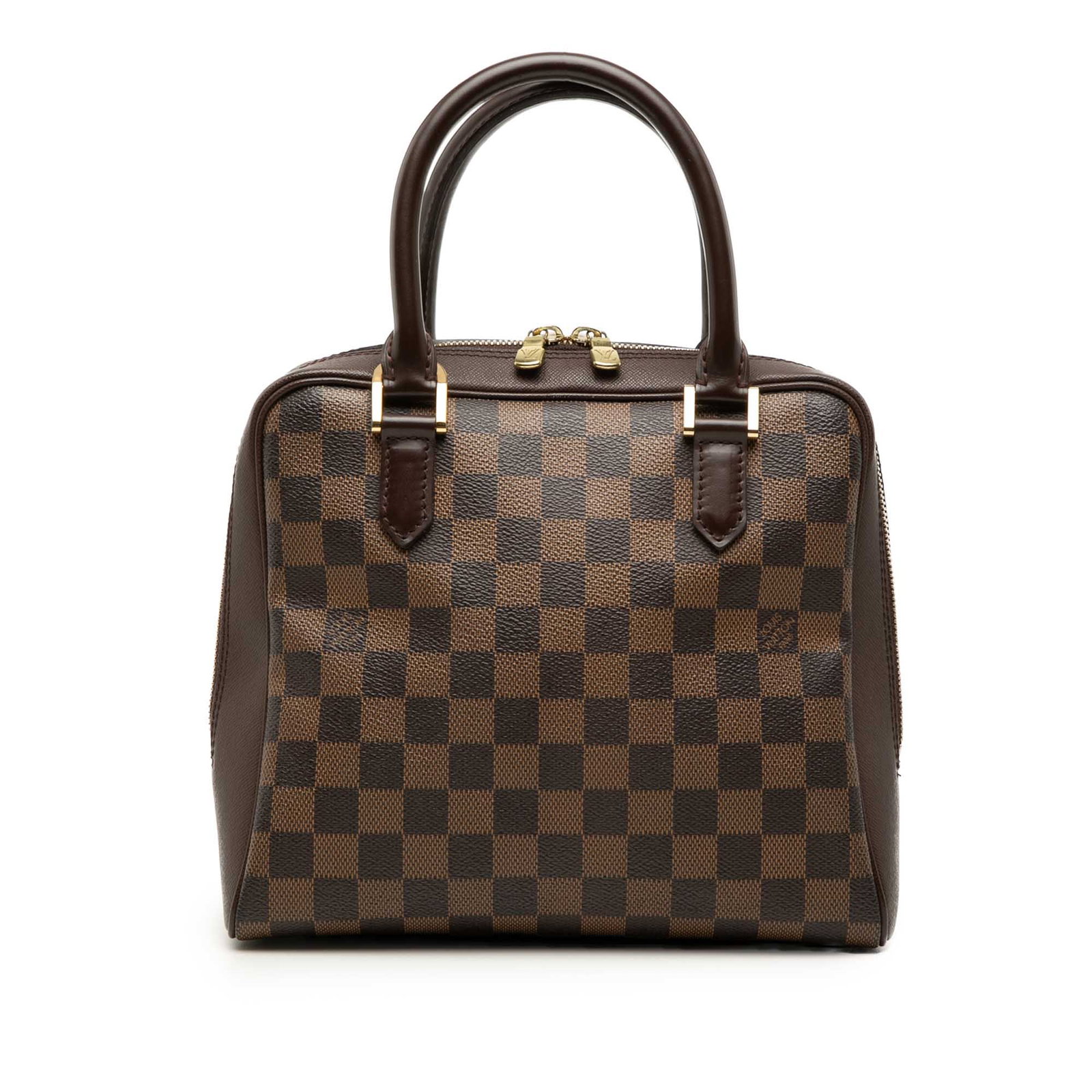 Louis Vuitton Brera Damier Ebene Brown Handbag: Louis Vuitton Brera Damier Ebene Brown Handbag Louis Vuitton Damier Ebene Brera bag in brown Damier Ebene canvas with leather trim and rolled leather handles. It features a top zip closure and an inte