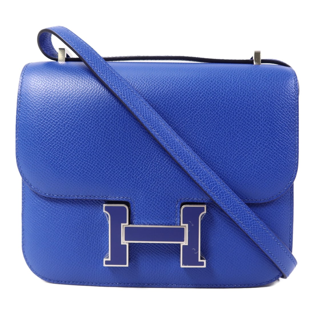 Hermes Constance Mini Epsom Calfskin Shoulder Bag Bleu France PHW: Hermes Constance Mini Epsom Calfskin Shoulder Bag Bleu France PHW Hermes PHW Constance Mini Shoulder Bag in Bleu France, made with Epsom leather and calfskin (cowhide). This mini shoulder bag features