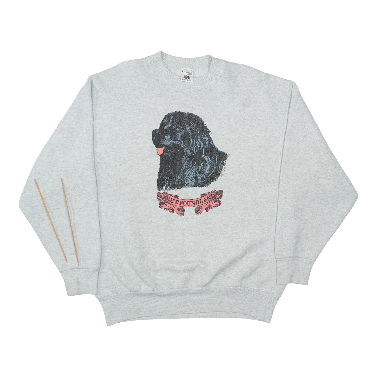 Vintage Gray Newfoundland Dog Graphic Sweatshirt XL 1990s: Vintage Gray Newfoundland Dog Graphic Sweatshirt XL 1990s Original vintage 1990s Newfoundland Dog sweatshirt with front and back graphics. It is a true vintage piece, not a modern reproduction, and is