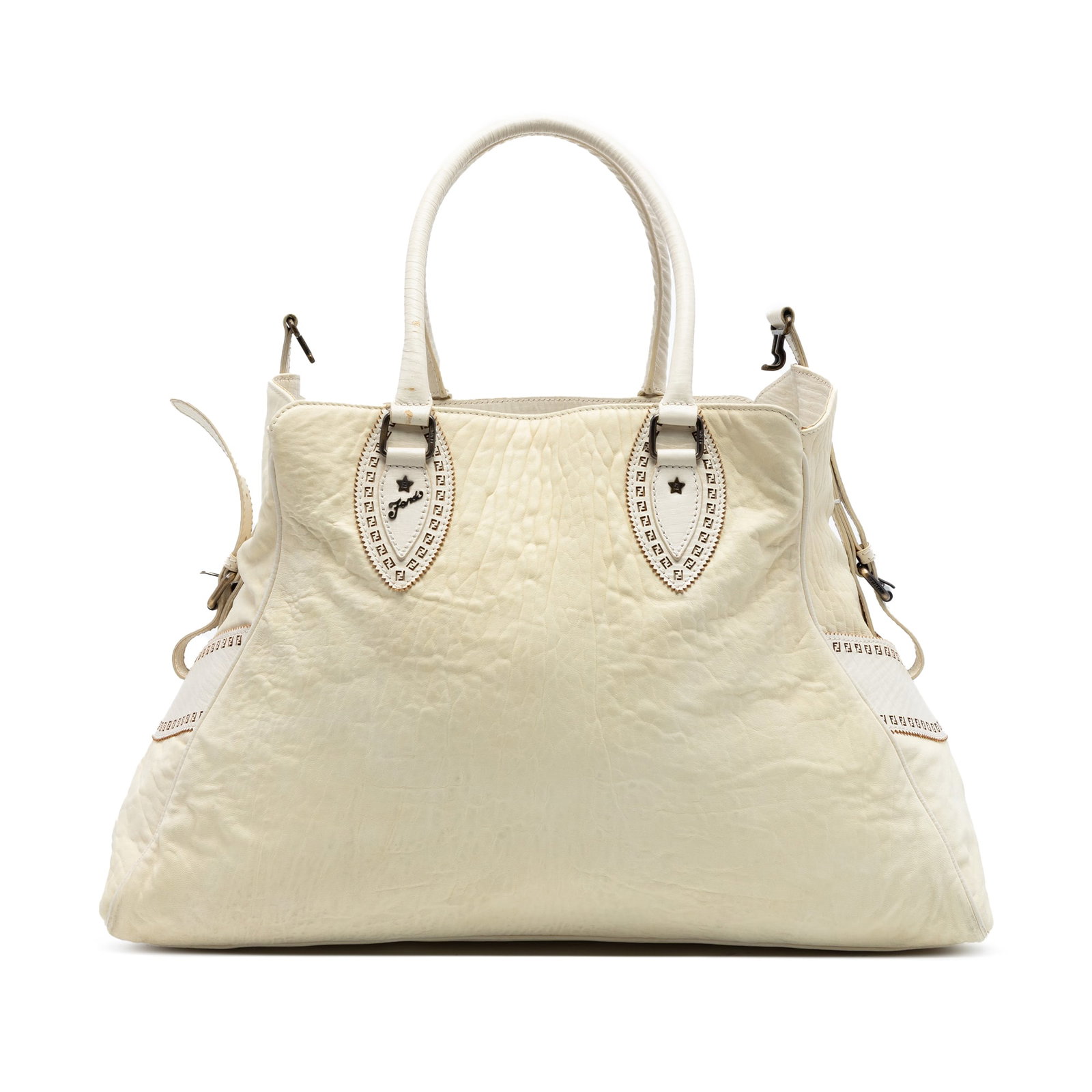 Fendi Etniko Du Jour Large White Leather Handbag (1 of 7)