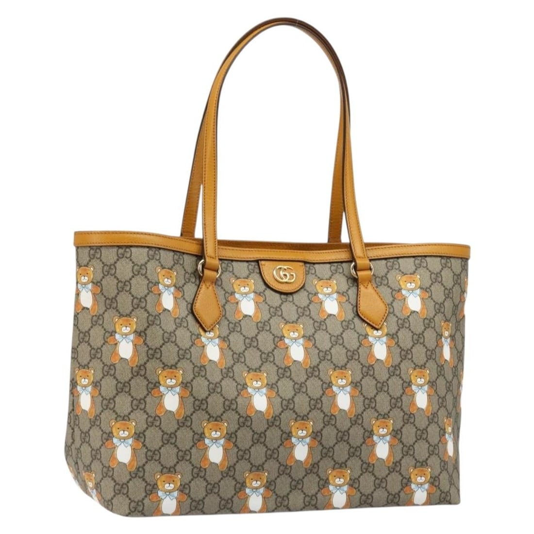 Gucci 631685 GG Supreme PVC Leather Tote Beige Gold Dust Bag: Gucci 631685 GG Supreme PVC Leather Tote Beige Gold Dust Bag Gucci tote bag in beige and gold, made from PVC leather and GG canvas. It includes a dust bag and was made in Italy. The bag is described a