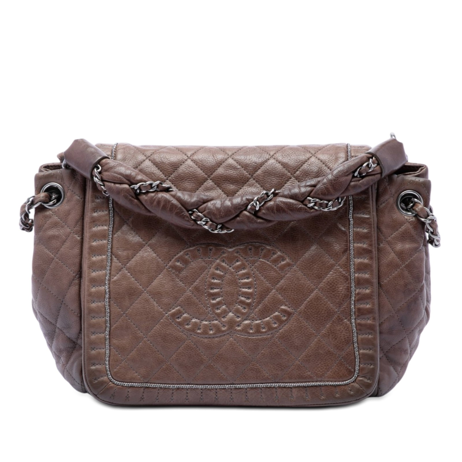 Chanel Istanbul Accordion Flap Small Quilted Calfskin Bag: Chanel Istanbul Accordion Flap Small Quilted Calfskin Bag Chanel Small Quilted Calfskin Istanbul Accordion Flap bag in brown leather, made in Italy. It features a quilted leather body, a leather-woven