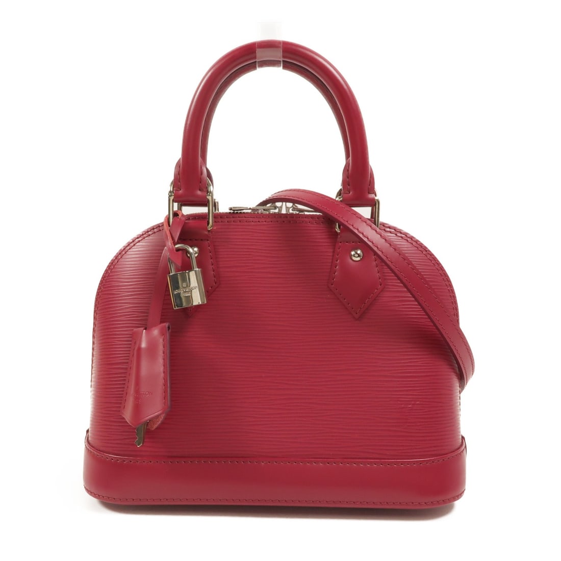 Louis Vuitton Alma BB Epi Calfskin 2 Way Bag M40851 Red: Louis Vuitton Alma BB Epi Calfskin 2 Way Bag M40851 Red A Louis Vuitton Alma BB 2 Way Shoulder Bag in Red, model M40851, made from Epi and calfskin (cowhide). It features a top handle, shoulder strap,