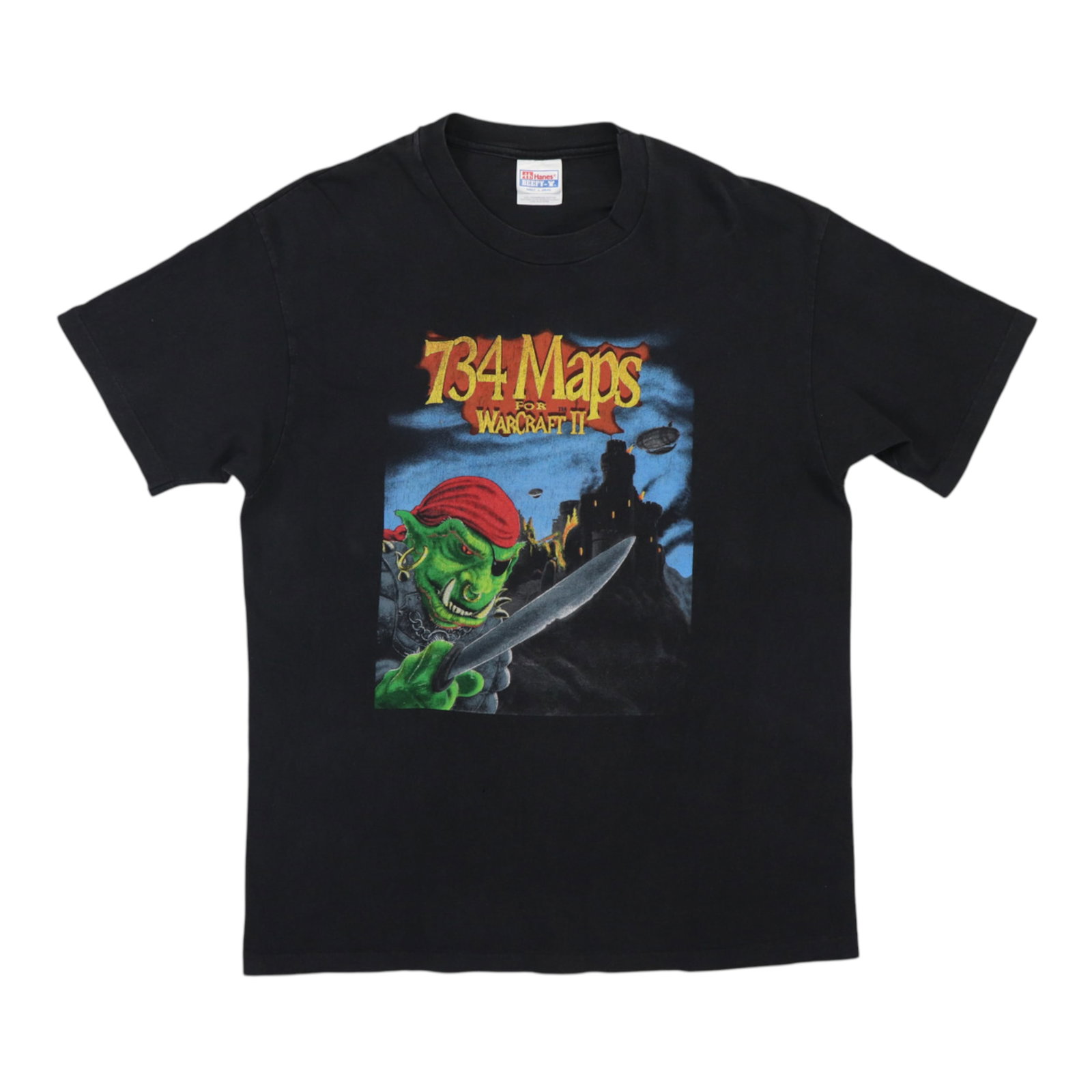 Vintage 1990s Cybertooth Warcraft II Black Cotton Graphic Shirt: Vintage 1990s Cybertooth Warcraft II Black Cotton Graphic Shirt This is an original vintage 1990s Warcraft II Cybertooth shirt featuring graphics on both the front and back. Made from 100% cotton, the