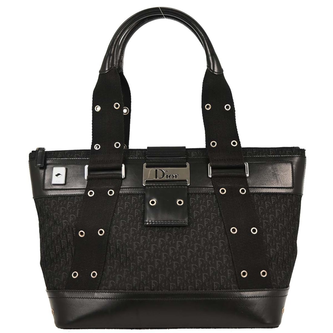 Dior Street Chic Trotter Large Black Canvas Leather Tote: Dior Street Chic Trotter Large Black Canvas Leather Tote Christian Dior Street Chic tote bag in black canvas and leather with double handles and a zip-top closure. This large women's tote features the