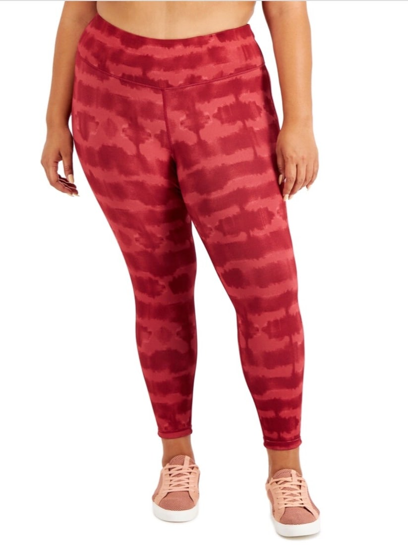 Ideology Plus Size Reversible Cropped Leggings 1X Tie-Dyed Red (1 of 1)