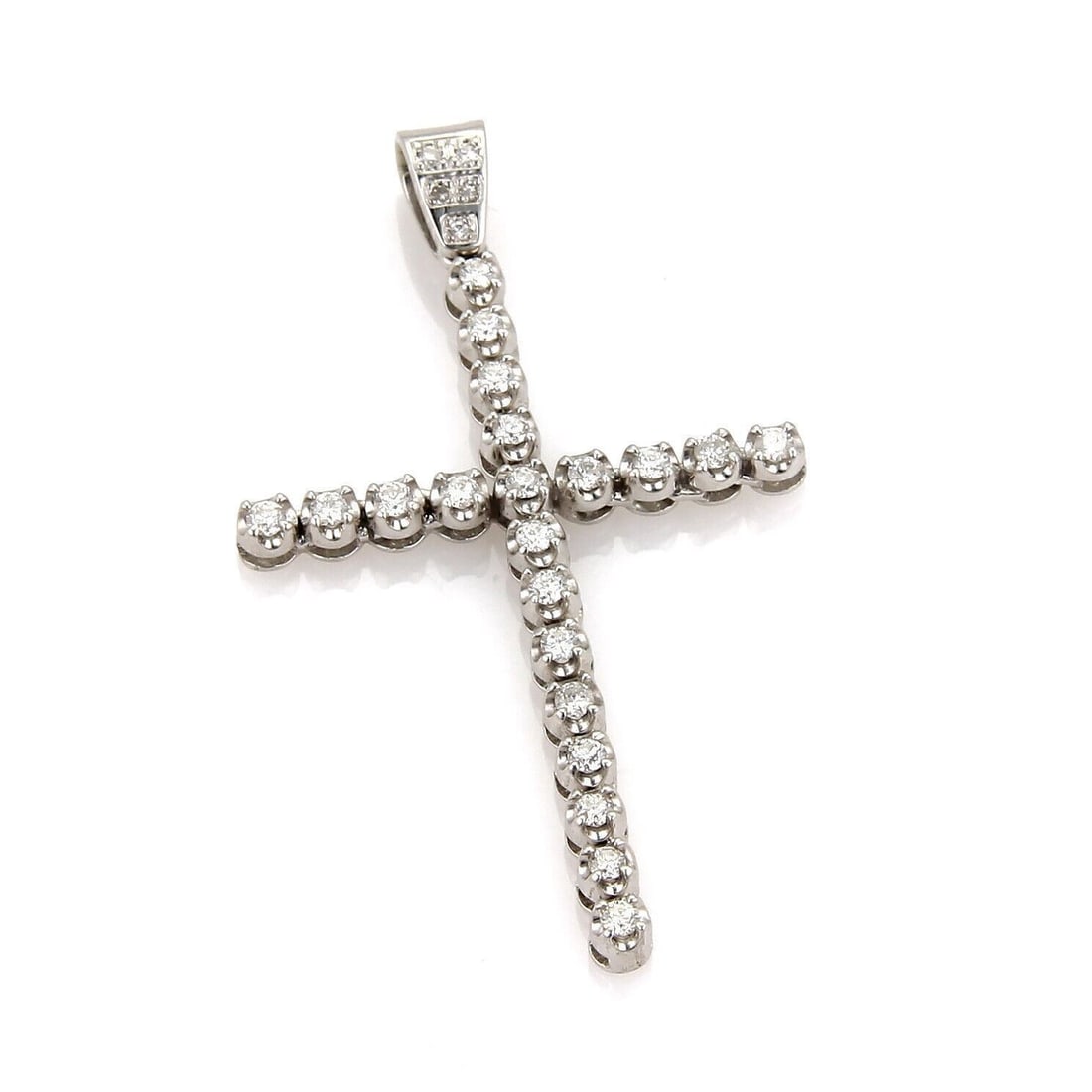 Vintage 14k White Gold Cross Pendant with 1.00 CTW Diamonds (1 of 4)