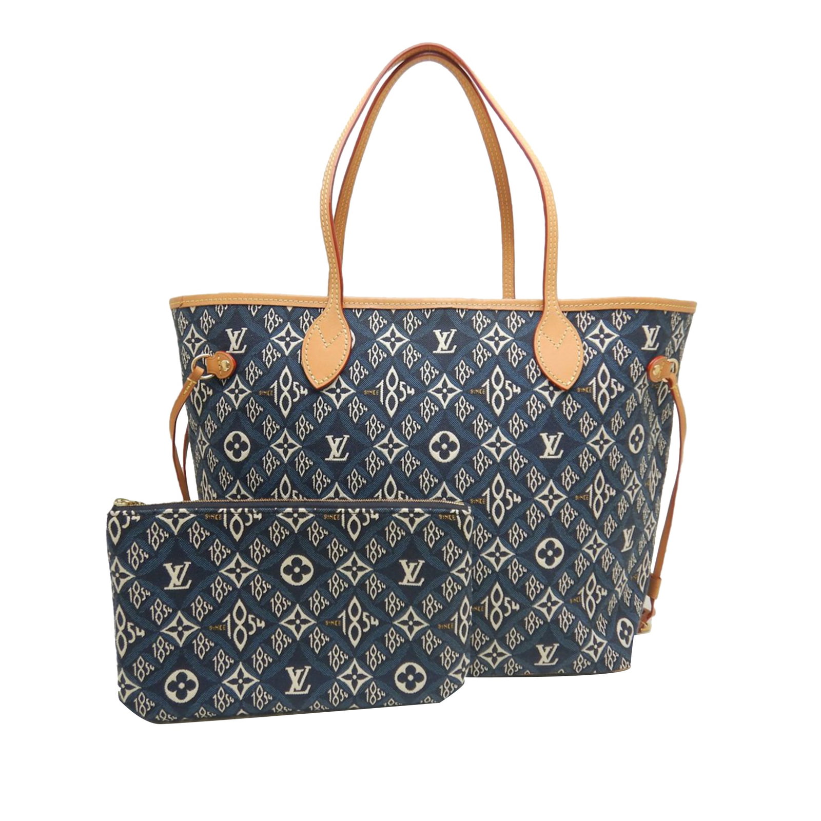 Louis Vuitton Since 1854 Neverfull MM Monogram Jacquard Tote: Louis Vuitton Since 1854 Neverfull MM Monogram Jacquard Tote Louis Vuitton Neverfull MM in Monogram Jacquard Since 1854, made in France. This bag features a canvas body with vachetta leather trim, fla