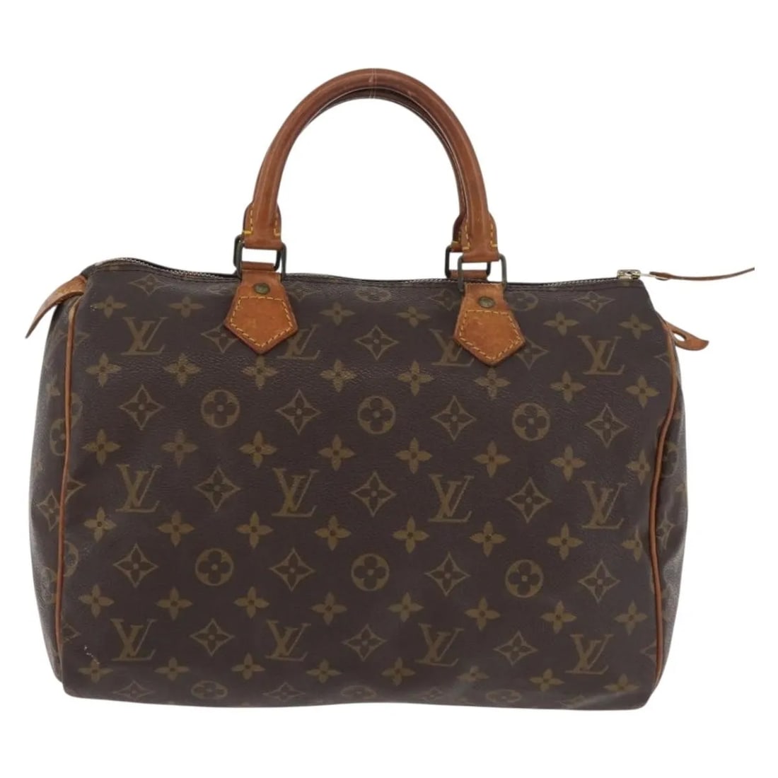 Louis Vuitton Speedy brown canvas handbag 30cm France: Louis Vuitton Speedy brown canvas handbag 30cm France This Louis Vuitton Speedy Handbag features the iconic monogram canvas in brown and is designed for women. The bag is in fair condition, showing vi