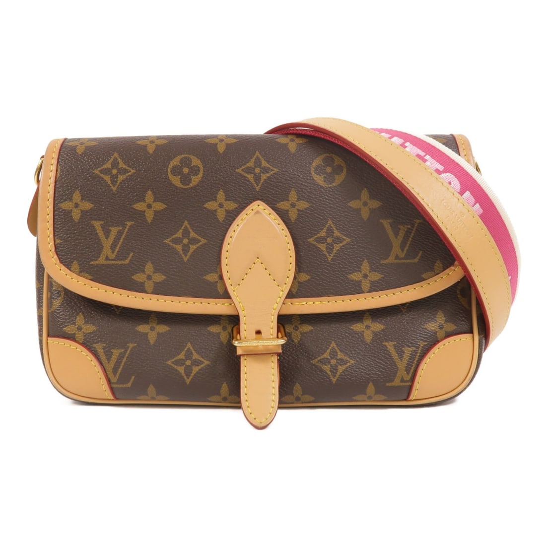 Louis Vuitton Diane M46049 Monogram 2 Way Shoulder Bag Brown: Louis Vuitton Diane M46049 Monogram 2 Way Shoulder Bag Brown Louis Vuitton Diane 2 Way Shoulder Hand Bag in Brown Monogram with GHW. It is made from monogram and PVC coated canvas and features a 2-way