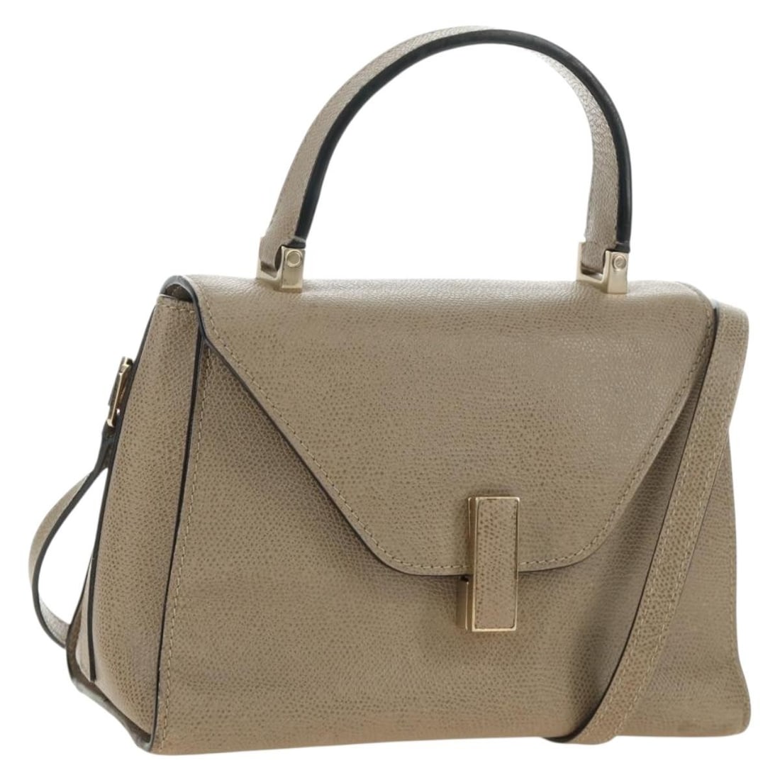 Valextra Iside 2way Leather Handbag Beige Gold Shoulder Strap: Valextra Iside 2way Leather Handbag Beige Gold Shoulder Strap A Valextra Isidide 2-way handbag in beige and gold, made of leather and crafted in Italy. It comes with a shoulder strap and offers should