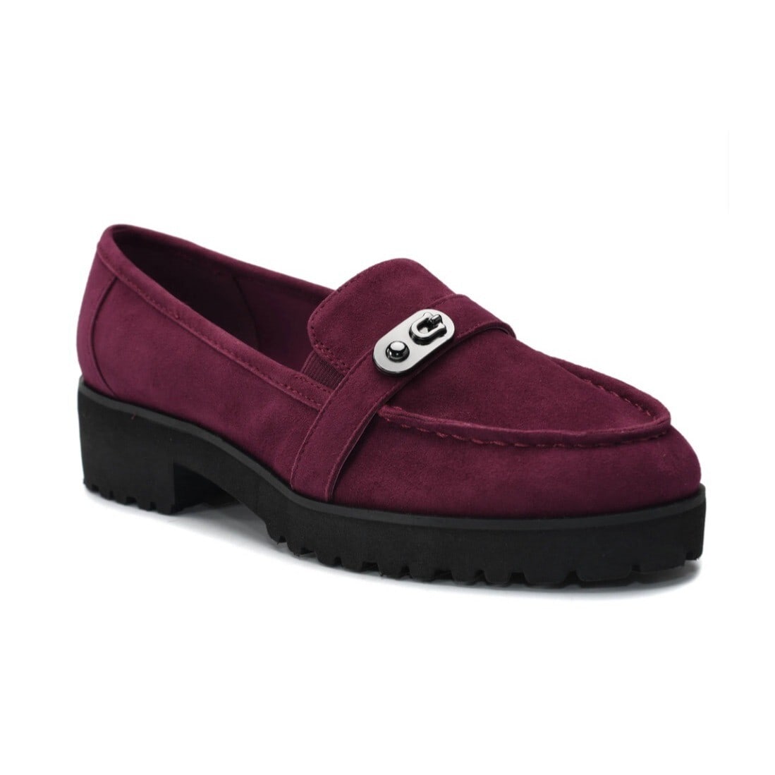 Easy Spirit Wendy Burgundy Suede Slip-On Loafers Women's 9M Comfort Block Heel (1 of 9)