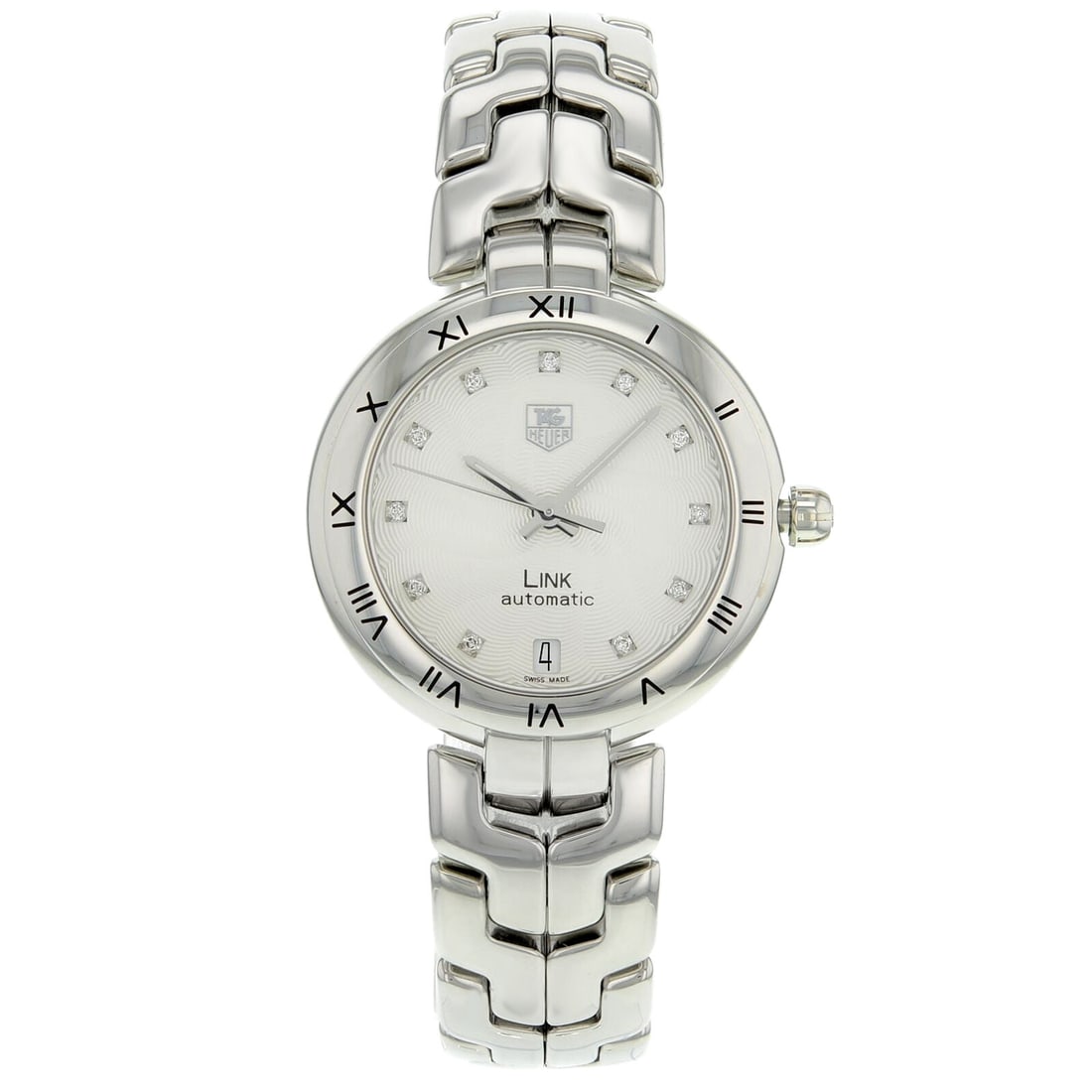 TAG Heuer Link Diamonds Automatic Ladies Watch WAT2311.BA0956 Stainless Steel 100m Water Resistant: TAG Heuer Link Diamonds Automatic Ladies Watch WAT2311.BA0956 Stainless Steel 100m Water Resistant Elevate your style with the TAG Heuer Link Diamonds Stainless Steel Automatic Ladies Watch, model WAT