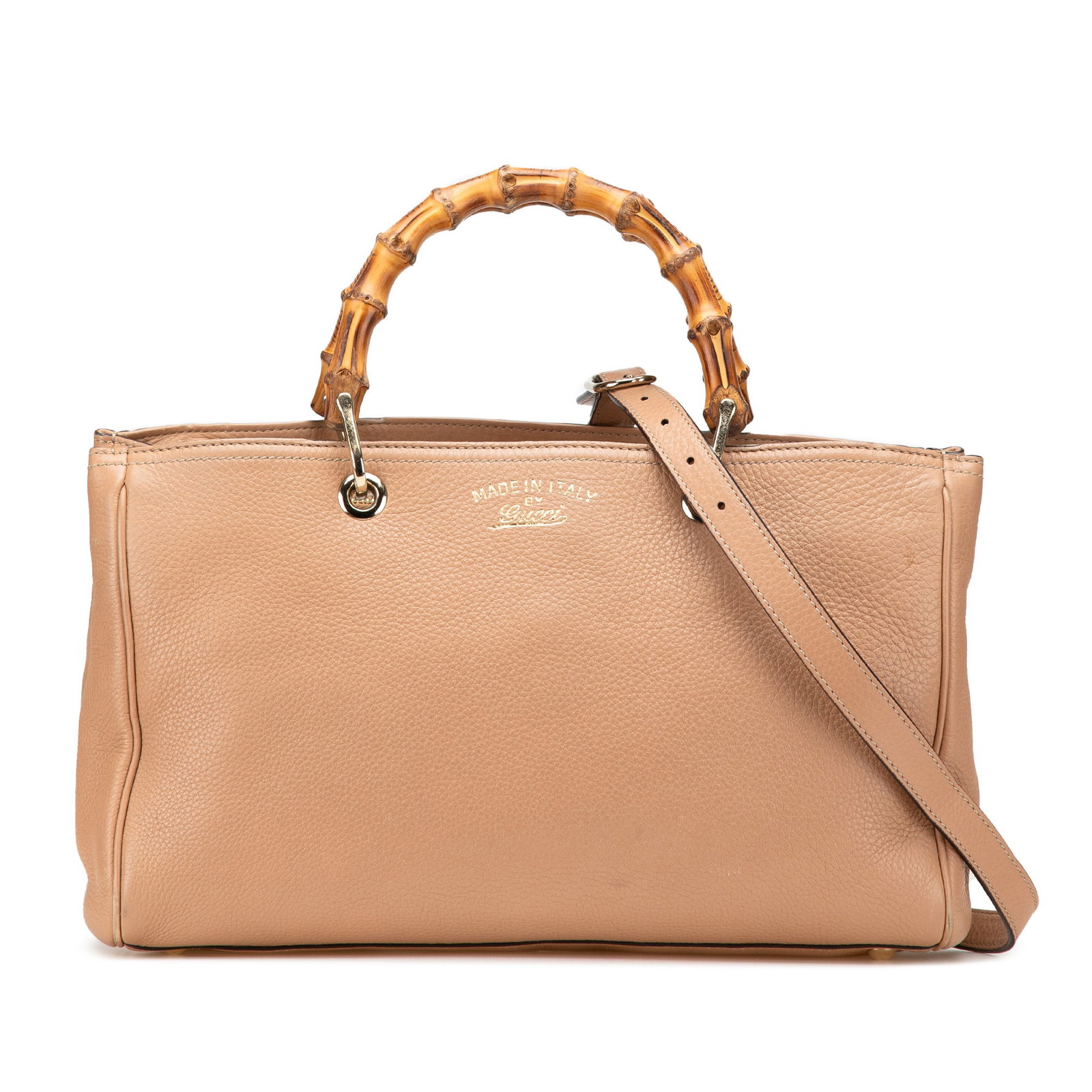 Gucci Medium Calfskin Bamboo Shopper Satchel with Dust Bag: Gucci Medium Calfskin Bamboo Shopper Satchel with Dust Bag The Gucci Medium Calfskin Bamboo Shopper Satchel is a stylish and practical bag made from high-quality leather. It features distinctive bambo