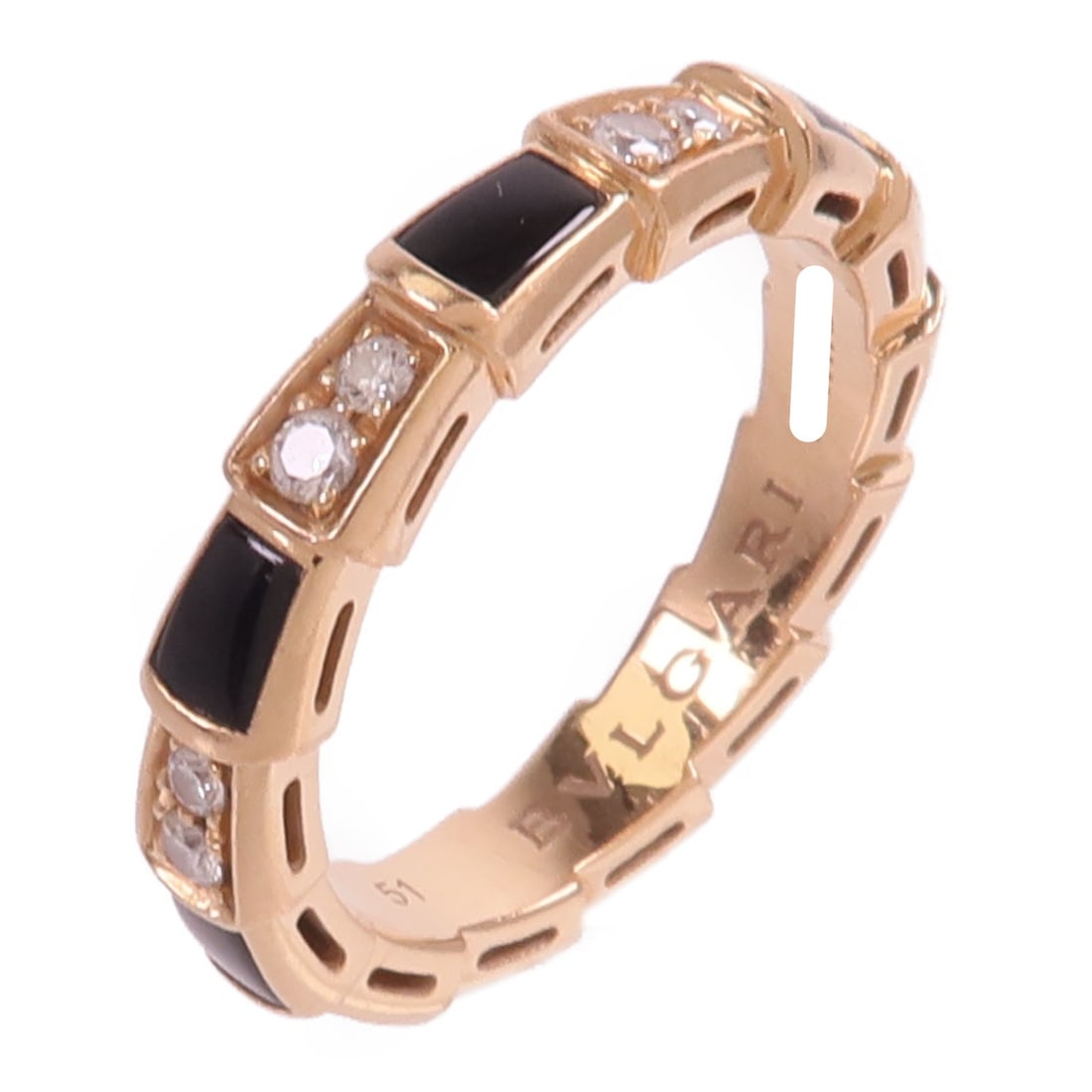 BVLGARI Serpenti Viper 18K Pink Gold Ring with Diamond Onyx Size 51 (1 of 8)